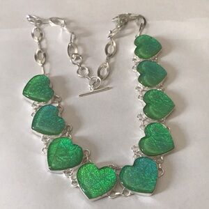 Australian tribal opal Heart Silver Necklace